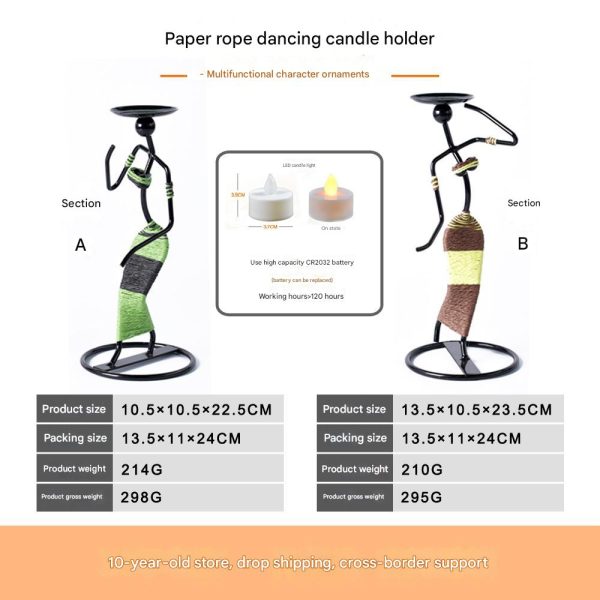 Folk dance figure candle lamp table decoration ornaments