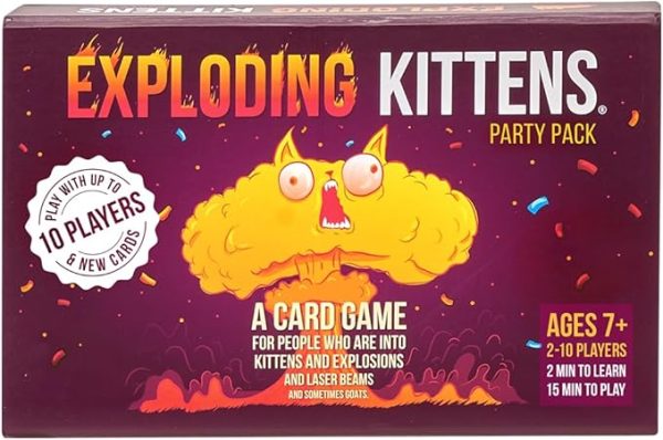 Exploding Kittens Party Pack - 2-10 Players - Ages 7+ - 15 Minutes to Play - Party Sized High Stakes Card Game - Party Game, Family Game Night, Kid and Adult Card Game