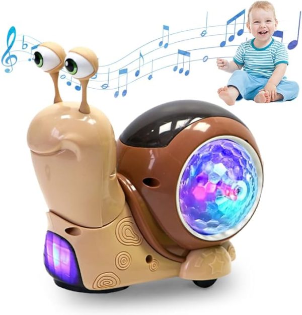 Baby Toddler Luminous Snail Toy, Electric Snail Toy Tummy Time Crawling Snail Toys Musical Toys with Light-up Music, Musical Crawling Snail Toys Interactive Sensory Toy for Home