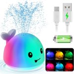 Upgraded Baby Bath Toys, Rechargeable Light Up Bath Toys for Kids 1-3 Babies 6-12 12-18 Months, Whale Sprinkler Spray Water Pool Bathtub Toys Toddlers Infant 1 2 3 4 5, Baby Shower Newborn Gifts