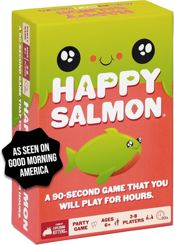 Happy Salmon by Exploding Kittens - 3-8 Players - Ages 6+ - 90 Second Rounds - Easy to Learn Quick Matching Card Game - Party Game, Family Game Night, Kid and Adult Card Game