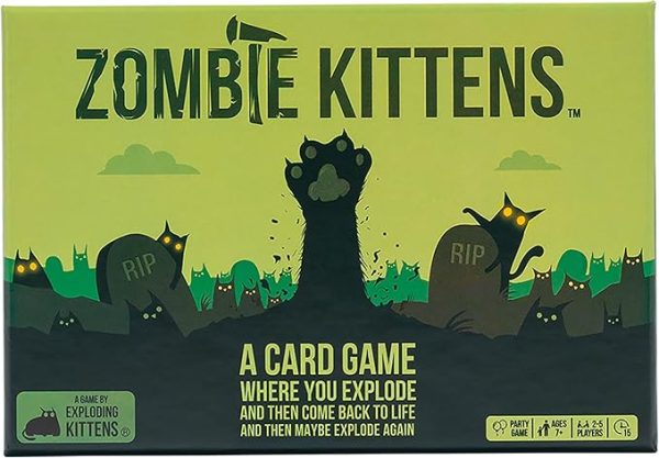 Exploding Kittens Presents Zombie Kittens - Fun Family Card Games for Adults Teens & Kids for Night Entertainment, 2-5 Players - Ages 7 and Up - 61 Cards