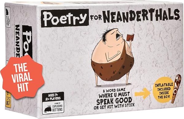 Poetry for the Neanderthals - Family Card Game for Adults, Teens and Kids - Competitive Charades Family Game for Ages 7 and Up - Includes 200 Cards and a 2-foot Inflatable Ball