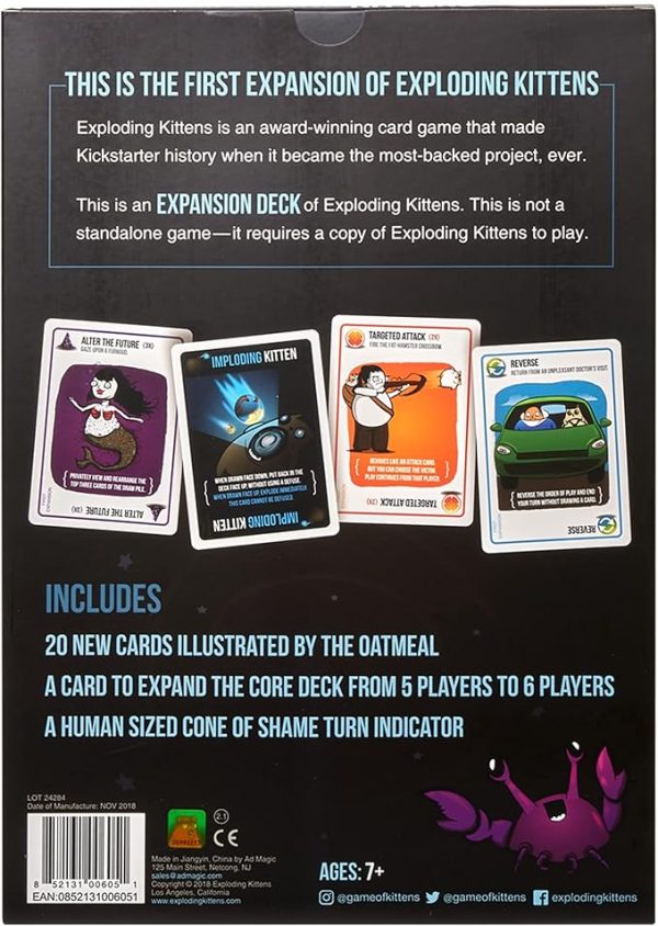 Imploding Kittens Expansion Pack by Exploding Kittens - 2-5 Players - Ages 7+ - 15 Minutes to Play - Exploding Kittens Original Game Required - Party Game, Family Game Night, Kid and Adult Card Game