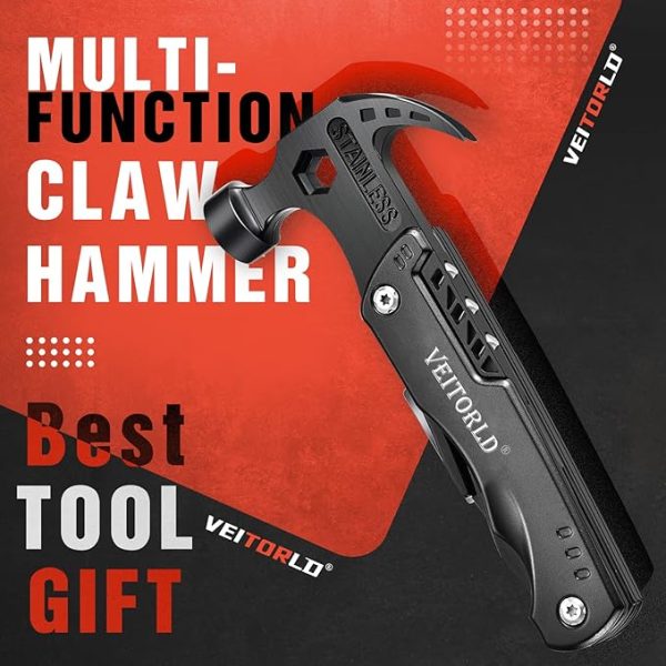 Christmas Stocking Stuffers for Men, Gifts for Men Dad Him, Anniversary Birthday Gifts Idea for Men Him Husband Boyfriend, All in One Tools Hammer Multitool, Camping Hunting Hiking Presents