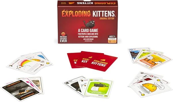 Exploding Kittens Original Edition - Hilarious Game for Family Game Night - Funny Card Games for Ages 7 and Up - 56 Cards - 2-5 Players - 15 Minutes of Play