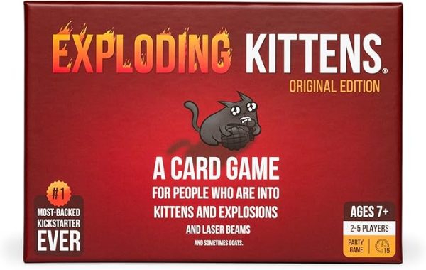 Exploding Kittens Original Edition - Hilarious Game for Family Game Night - Funny Card Games for Ages 7 and Up - 56 Cards - 2-5 Players - 15 Minutes of Play