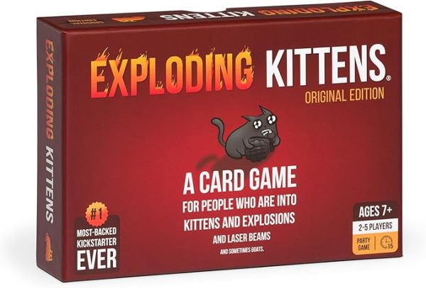 Exploding Kittens Original Edition - Hilarious Game for Family Game Night - Funny Card Games for Ages 7 and Up - 56 Cards - 2-5 Players - 15 Minutes of Play