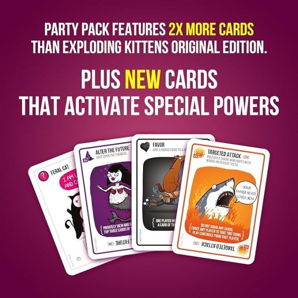 Exploding Kittens Party Pack - 2-10 Players - Ages 7+ - 15 Minutes to Play - Party Sized High Stakes Card Game - Party Game, Family Game Night, Kid and Adult Card Game