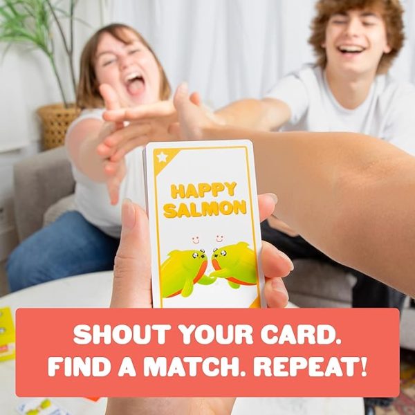 Happy Salmon by Exploding Kittens - 3-8 Players - Ages 6+ - 90 Second Rounds - Easy to Learn Quick Matching Card Game - Party Game, Family Game Night, Kid and Adult Card Game