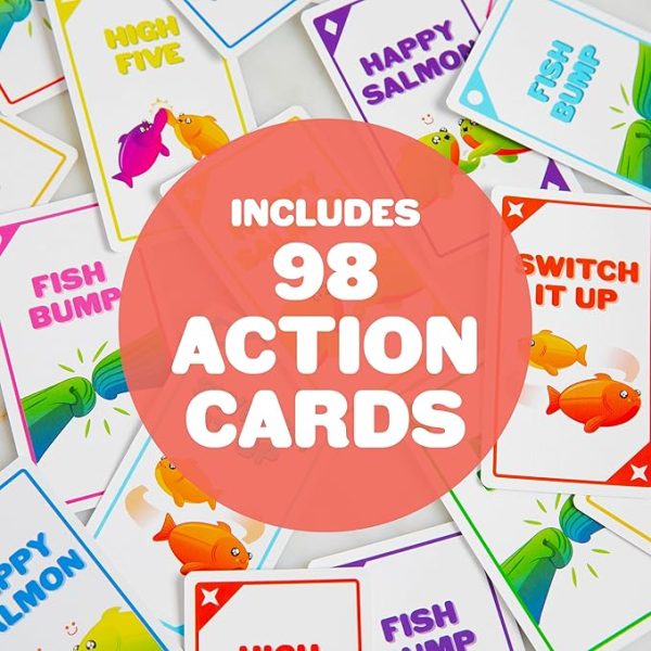 Happy Salmon by Exploding Kittens - 3-8 Players - Ages 6+ - 90 Second Rounds - Easy to Learn Quick Matching Card Game - Party Game, Family Game Night, Kid and Adult Card Game