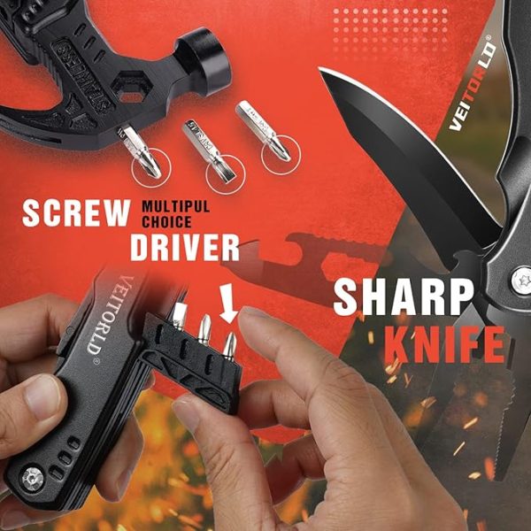 Christmas Stocking Stuffers for Men, Gifts for Men Dad Him, Anniversary Birthday Gifts Idea for Men Him Husband Boyfriend, All in One Tools Hammer Multitool, Camping Hunting Hiking Presents