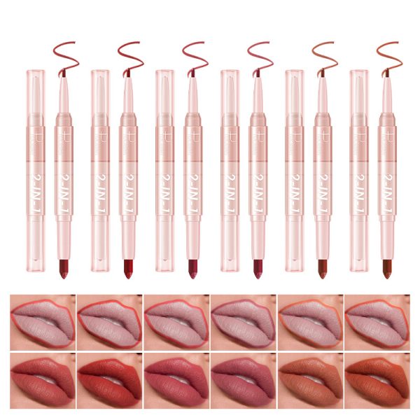 Multicolor lipstick lip pencil non-fading matte double-ended lipstick lip liner