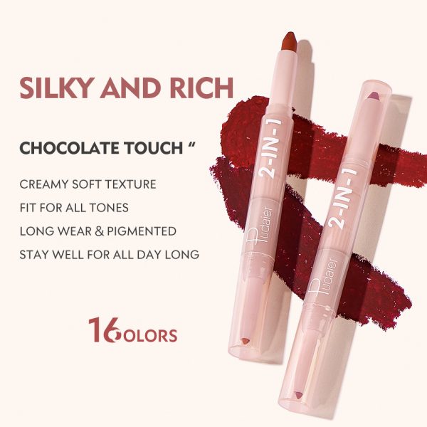 Multicolor lipstick lip pencil non-fading matte double-ended lipstick lip liner