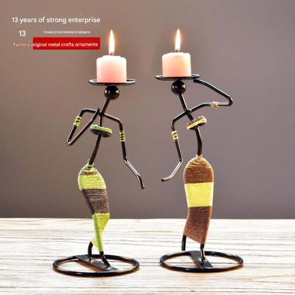 Folk dance figure candle lamp table decoration ornaments