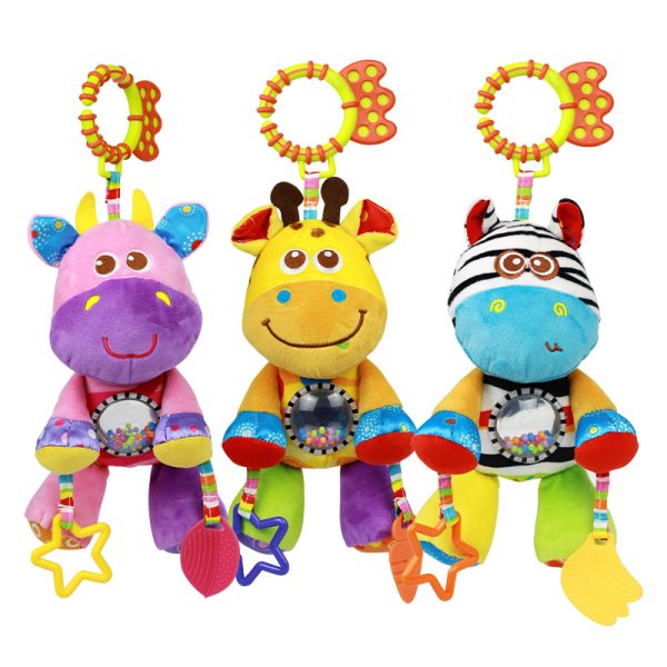 Baby stroller hanging toys 0-1 years old animal bed hanging plush toys with rattles soothing dolls