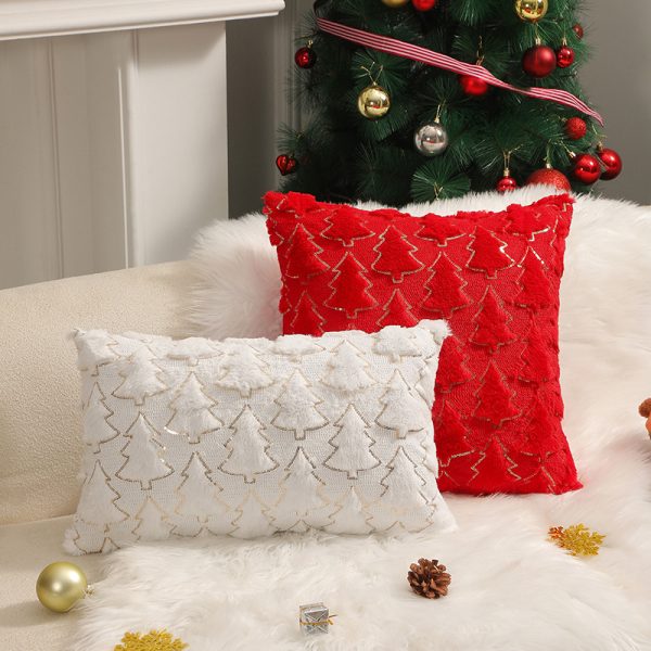 New Year Holiday Decoration Pillow Bedroom Bedside Cushion Christmas Tree Romantic Plush Pillowcase