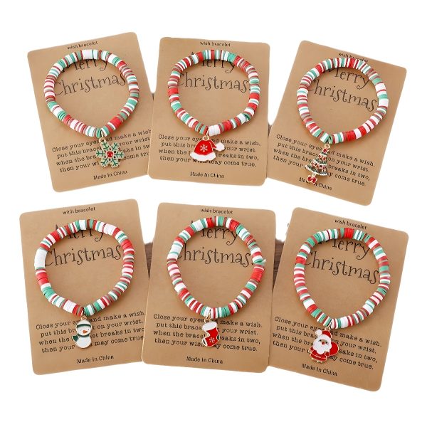 Hot Christmas Bracelet Element Pendant Card Jewelry Cute Santa Claus Soft Clay Bracelet