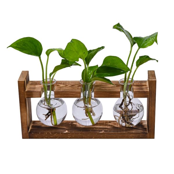 Creative wooden frame hydroponic small vase