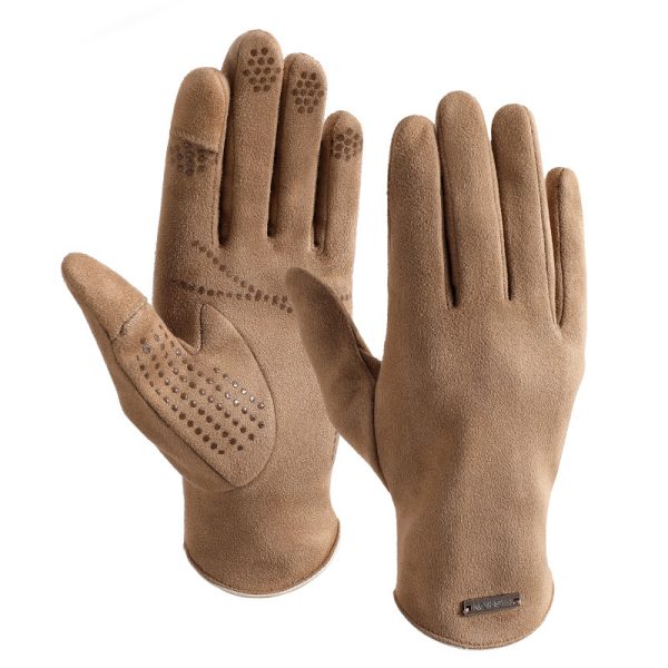 New winter gloves warm men and women outdoor cycling suede plus velvet thick non-slip flip cover touch screen gloves