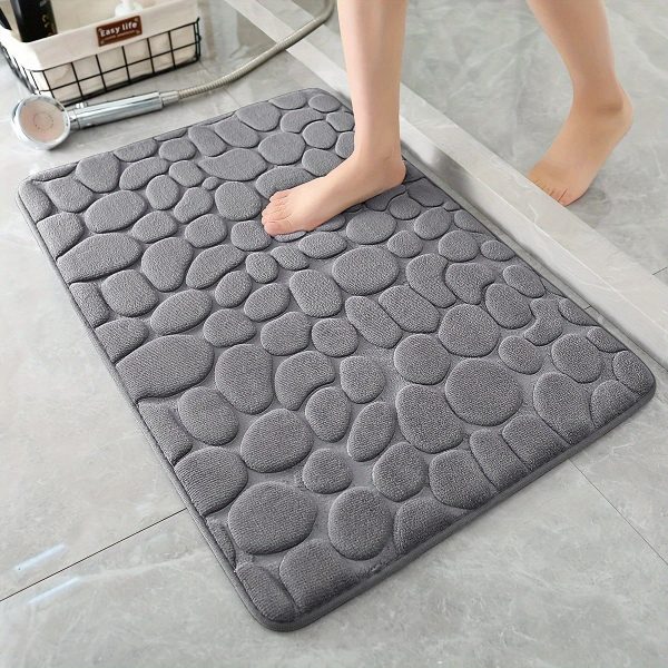 Embossed Pebble Stone Pattern Floor Mat Entrance Bathroom Anti-slip Mat Toilet Absorbent Mat Toilet Foot Mat