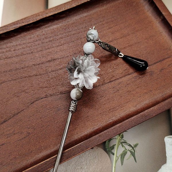 Ancient style ink painting flower hairpin