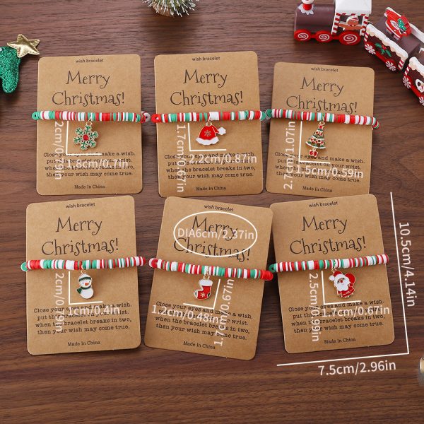 Hot Christmas Bracelet Element Pendant Card Jewelry Cute Santa Claus Soft Clay Bracelet