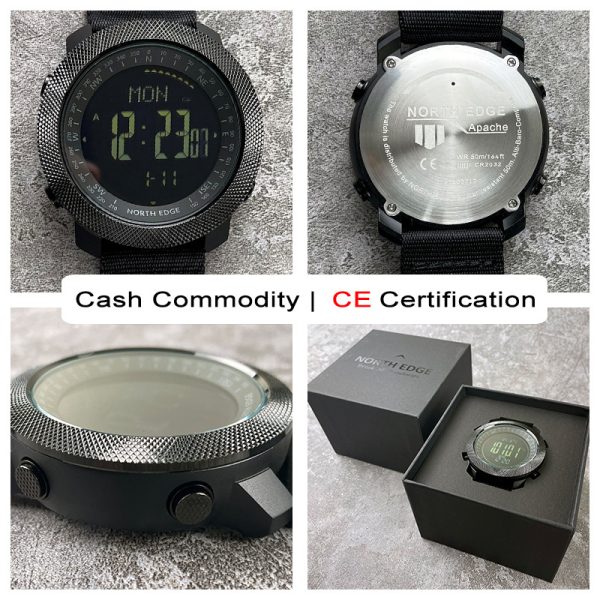 Outdoor sports intelligent waterproof watch color silicone high pressure compass, needle thermometer metal watch