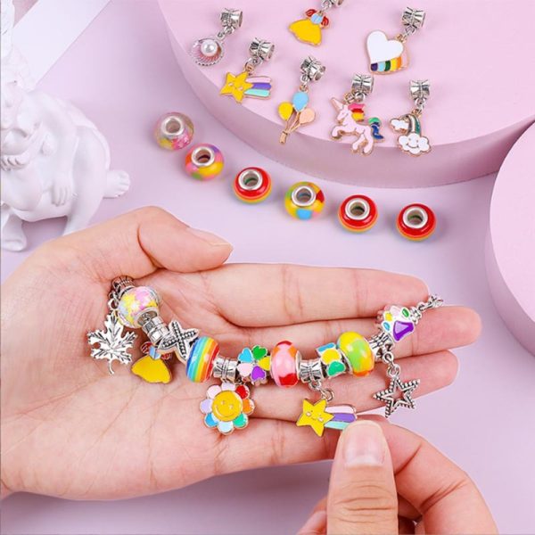 Colorful crystal beaded bracelet diy children's jewelry unicorn gift box jewelry set