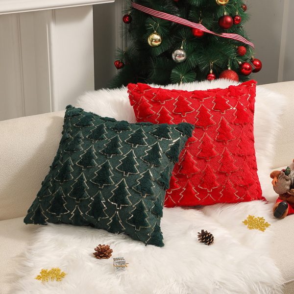 New Year Holiday Decoration Pillow Bedroom Bedside Cushion Christmas Tree Romantic Plush Pillowcase