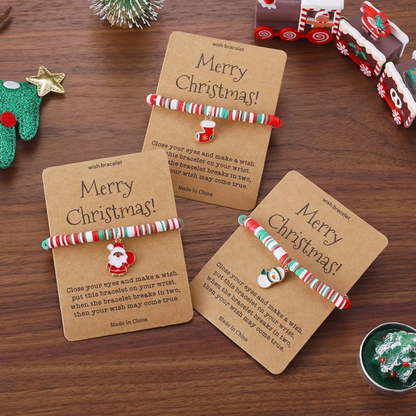 Hot Christmas Bracelet Element Pendant Card Jewelry Cute Santa Claus Soft Clay Bracelet