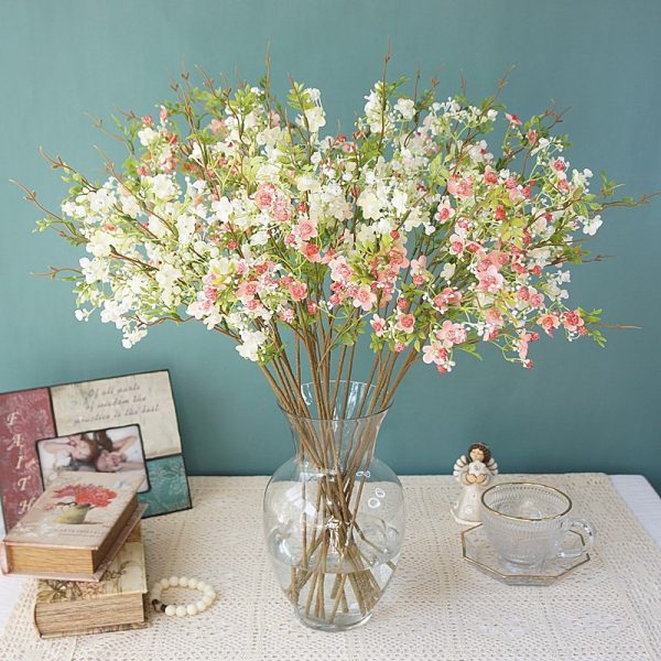 Single branch small flower pearl bush artificial flower silk flower home living room study courtyard stage decoration ornaments