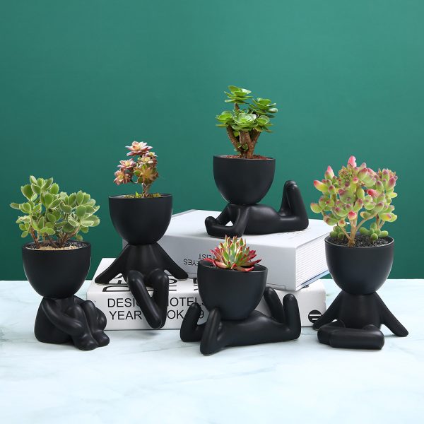 Creative ceramic green plant potted desktop window display crafts ornaments