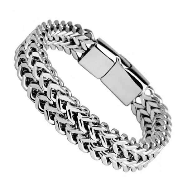 European and American new titanium steel bracelet men's bracelet stainless steel double row square chain magnet buckle bracelet