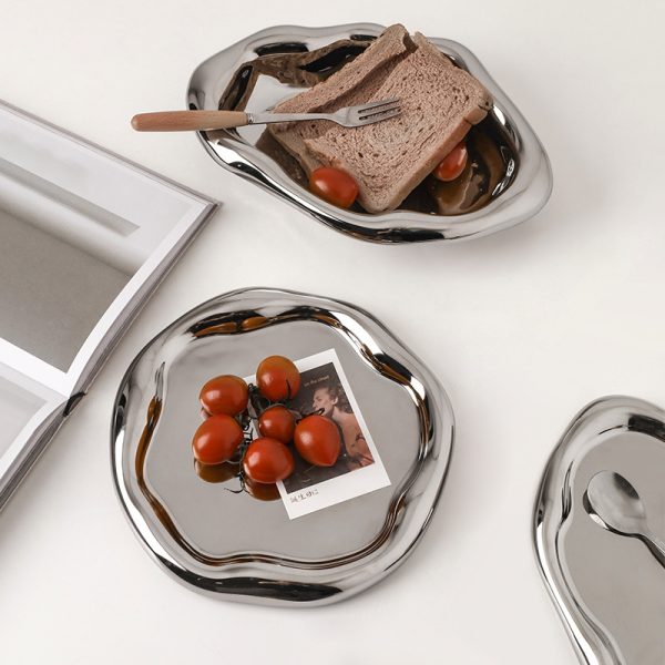 Light luxury decorative tray ceramic storage tray fruit snack tray coffee table jewelry tray