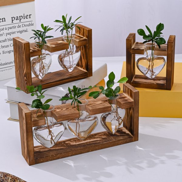 Creative wooden frame hydroponic small vase