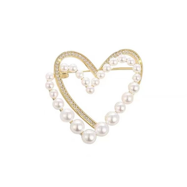 Pearl Hollow Heart Brooch