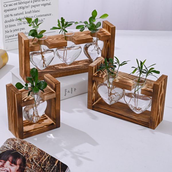 Creative wooden frame hydroponic small vase