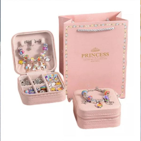 Colorful crystal beaded bracelet diy children's jewelry unicorn gift box jewelry set