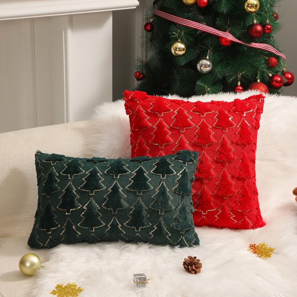 New Year Holiday Decoration Pillow Bedroom Bedside Cushion Christmas Tree Romantic Plush Pillowcase