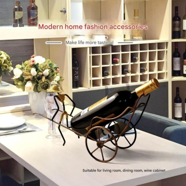 Nostalgic Chinese style retro rickshaw ornaments iron wine rack crafts home decoration