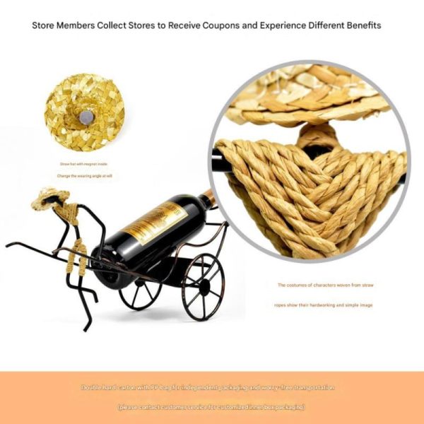 Nostalgic Chinese style retro rickshaw ornaments iron wine rack crafts home decoration