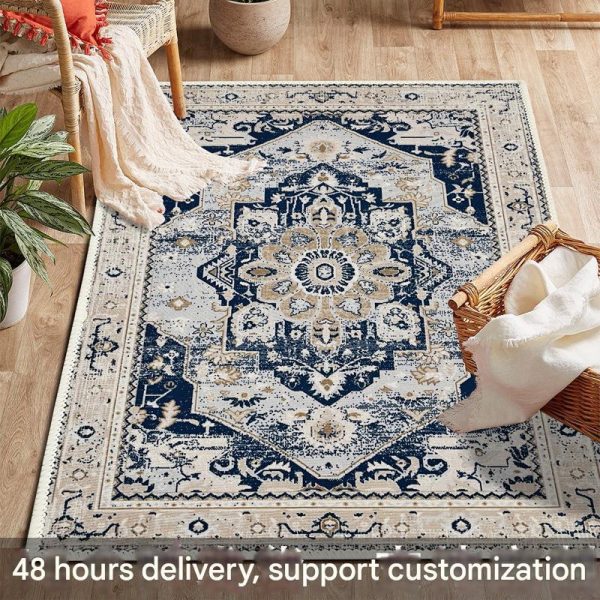 Retro Central and Eastern European style living room entrance bedroom bedside bathroom crystal velvet water-absorbing non-slip large carpet mat