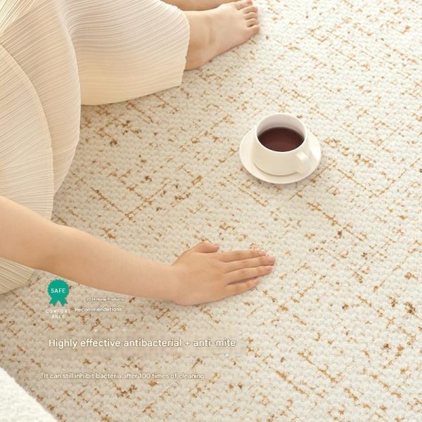 Carpet living room high-end 2024 new style dirt-resistant, wash-free and wipeable cream style solid color waterproof and maintenance-free floor mat