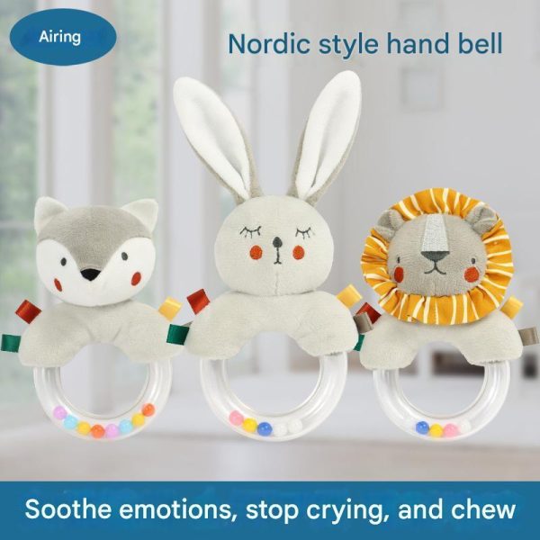 New baby hand crank 0-1 years old grasping hand ring newborn baby hand bell plush toy