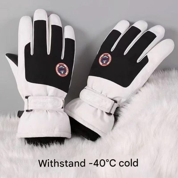 Ski gloves for men and women in winter, thick and velvet, warm, outdoor riding, motorcycle, touch screen, waterproof and anti-slip gloves