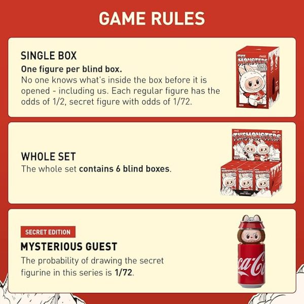POP MART The Monsters COCA-COLA Series-Vinyl Face Blind Box, 6PCs Blind Box Figures, Random Design Action Figures Collectible Toys Home Decorations, Holiday Birthday Gifts, Whole Set - 图片 5